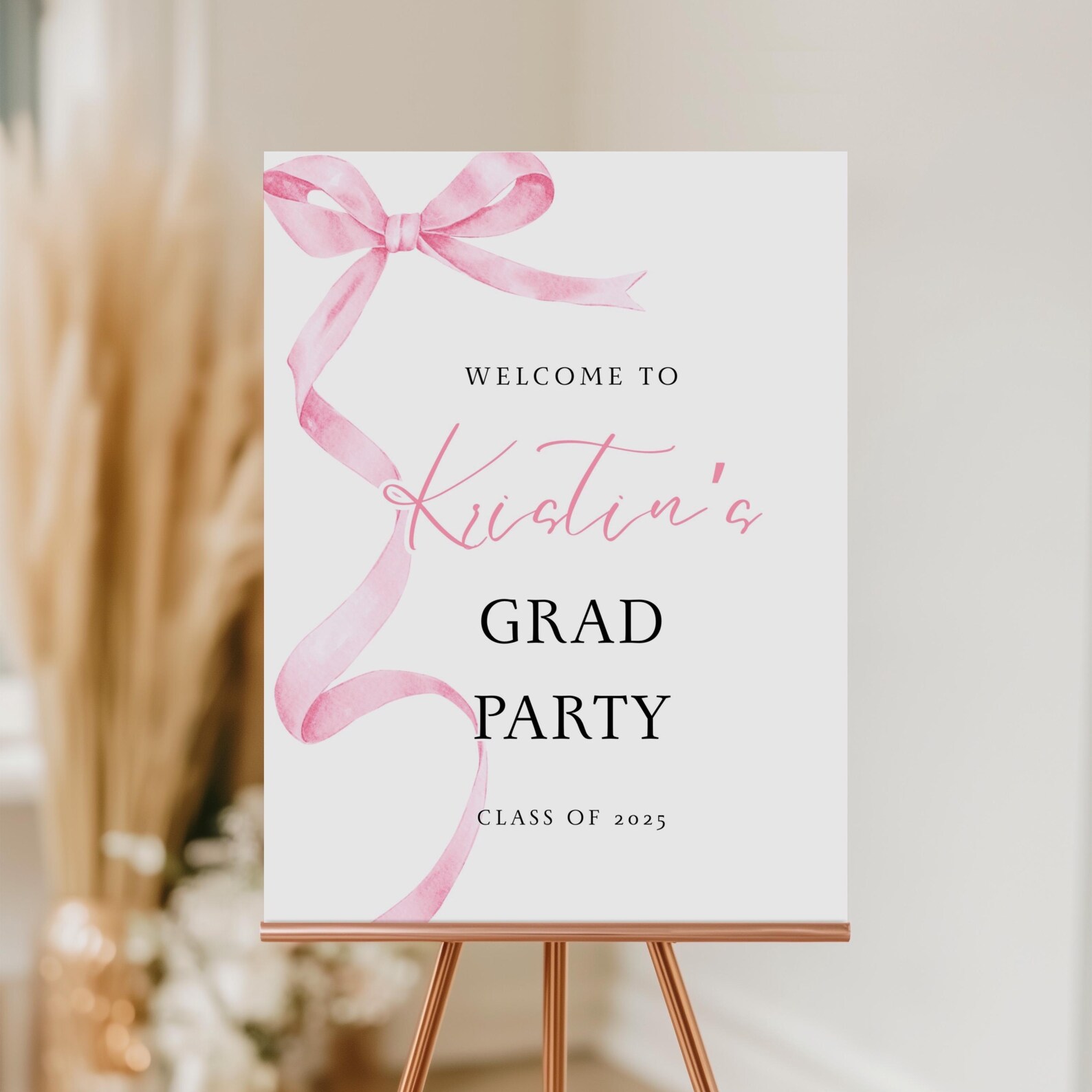 Pink Ribbon Graduation Welcome Sign: Class of 2025 (digital Template ...