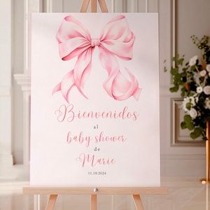 Bienvenidos al baby shower, Pink Welcome Sign for Baby Shower in SPANISH, BABY SHOWER Español,  Cartel de bienvenida, Pink Rosa baby shower