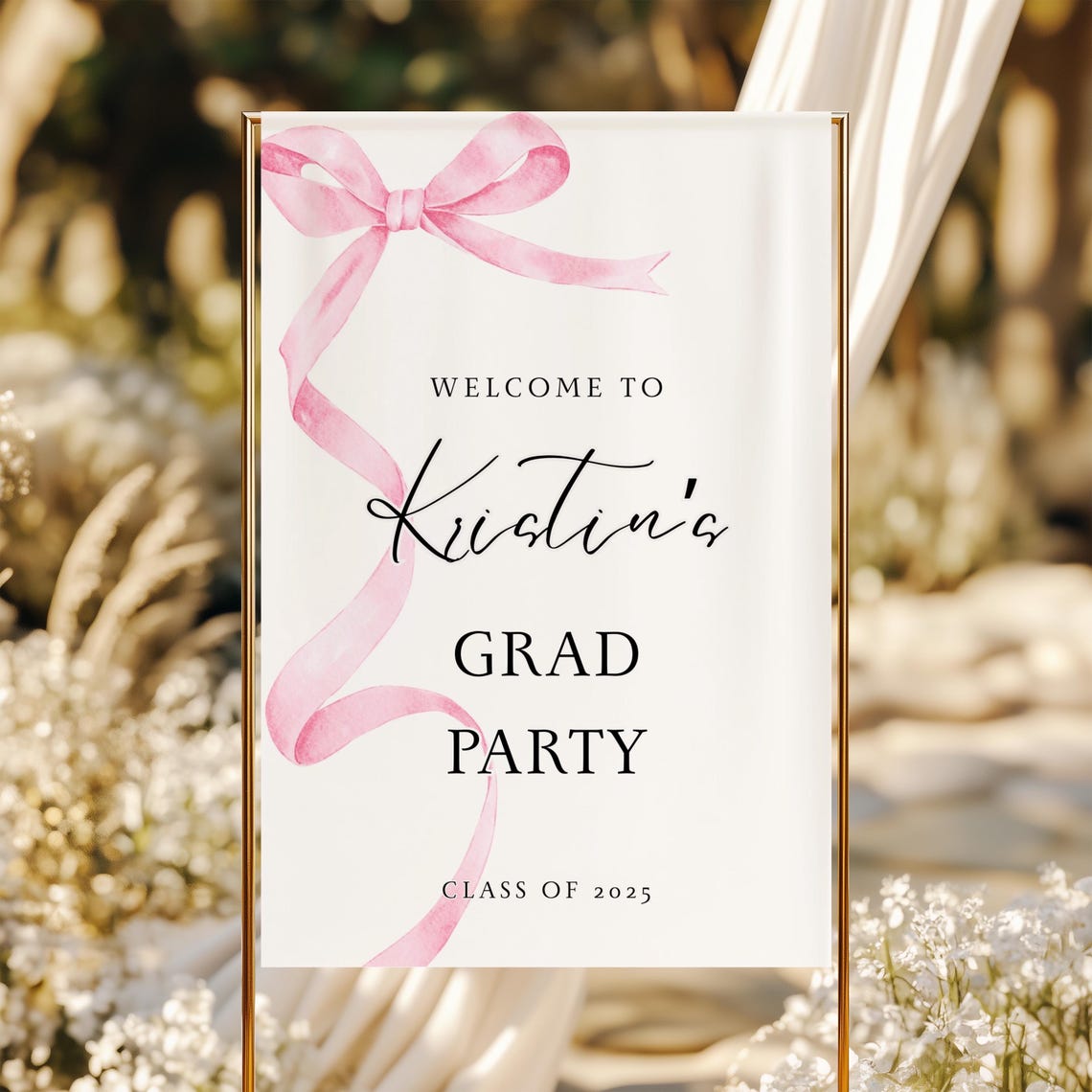 Pink Ribbon Graduation Welcome Sign: Class of 2025 (digital Template ...