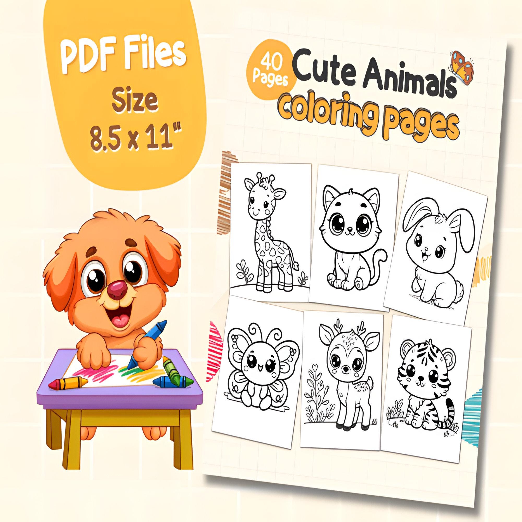 Cute Animals Coloring Pages for Kids | Fun and Printable PDF Download ...