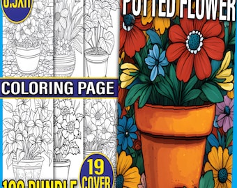 100 Flower Coloring Pages - Relaxing Botanical Art for Kids & Adults, Printable Floral Sheets, Stress Relief Coloring Bundle