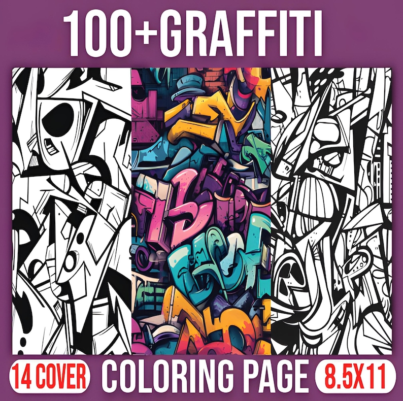 100 Graffiti Coloring Pages Street Art Printable Hip Hop Urban Coloring ...
