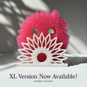 Scrub Daddy Sponge Holder for Kitchen Sink with Suction Cups Scrubber Holder - 3D printed floral organizer