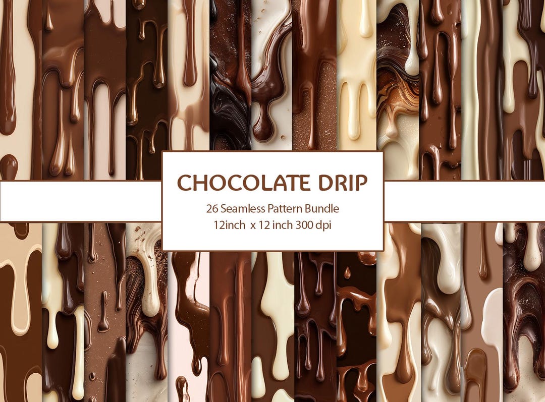 26 Chocolate Drip Seamless Patterns | Digital Paper Pack | Scrapbook ...