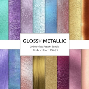 Glossy Metallic seamless paper bundle -  20 colorful digital textures in 300dpi