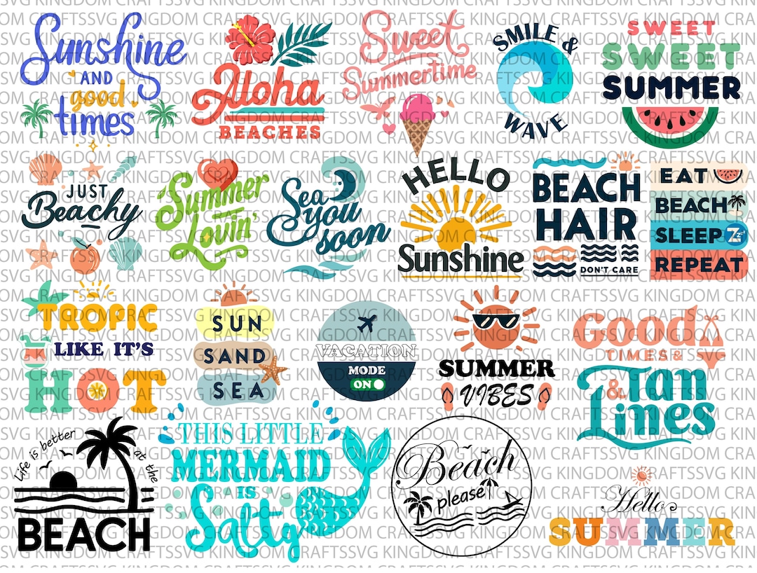 Summer SVG Bundle, Summer Svg, Beach Svg, Summertime Svg, Vacation Svg ...