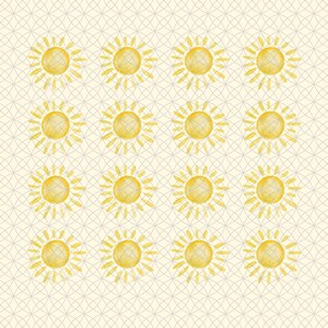 Sun Art Digital Print: 12x12 Yellow Sun Pattern