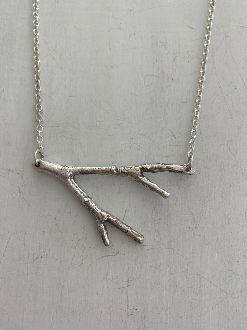 Beautiful sterling silver twig necklace one of a kind Etsy
