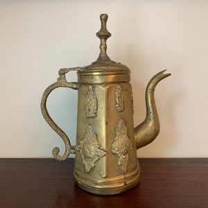 Rare Antique Handmade Moroccan Islamic Brass Coffee Pot Dallah