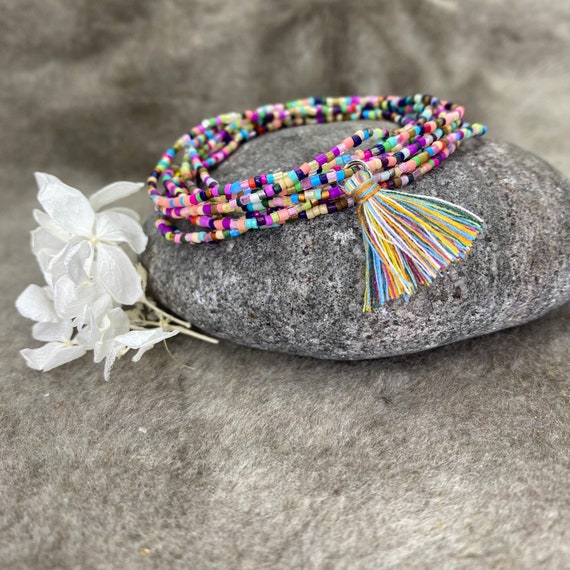 Beaded Wrap Infinity Bracelet or Multi-strand Necklace