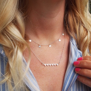 Juliette Necklace, multi strand necklace, Flag style necklet, silver chain jewellery, summer classic, bar necklace, Recycled metal jewellery