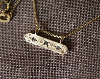Goldie Necklace, Diamond Pendant, 9ct Gold Necklace, Gold Bar Necklace, Diamond and Gold Necklace, 9ct Eco Gold,