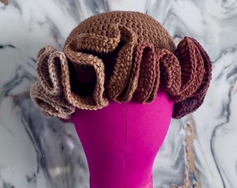 Latte Crochet Ruffle Hat