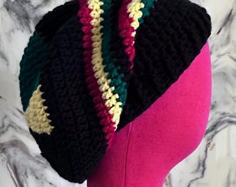 Crochet Rasta Hat/ Slouch Beanie
