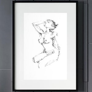 one line ink figure drawing wall art print