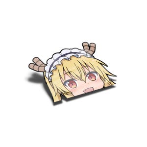 Laminated Dragon Maid Peeker Sticker, UV Resistant, Water Proof