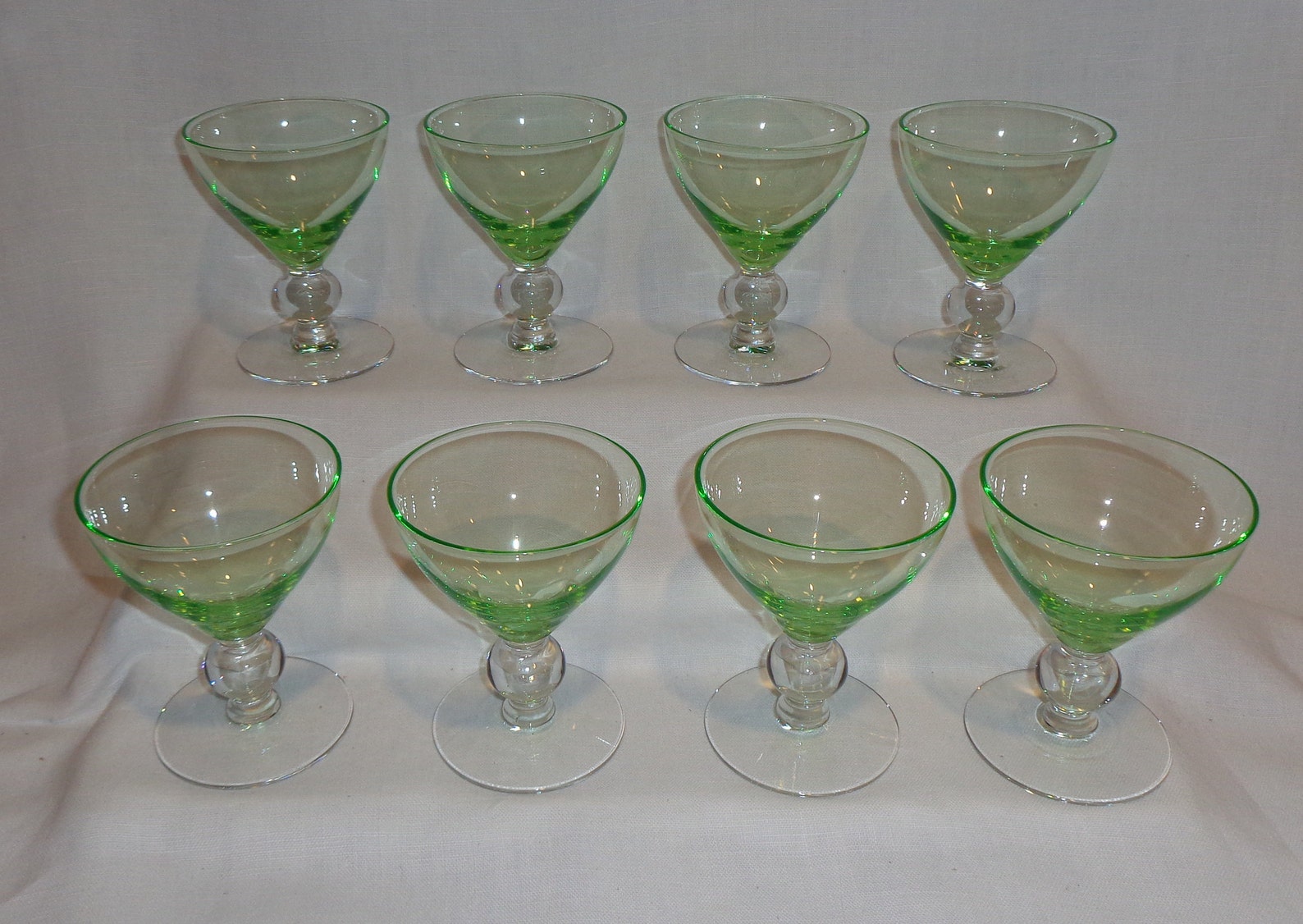 Vintage Green Ball Stem Martini Cocktail Glasses 8 Etsy