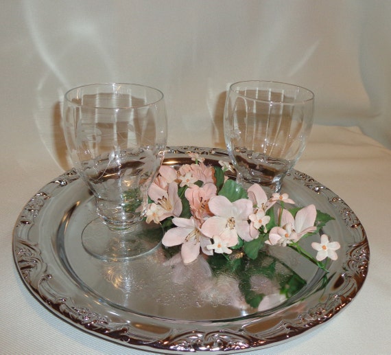 Vintage 1950s Floral Etched Ice Tea Glasses