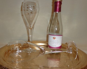 Vintage Glas Princess House Floral geätzte Champagnerflöte Cocktailgläser (2) - 6 Unzen