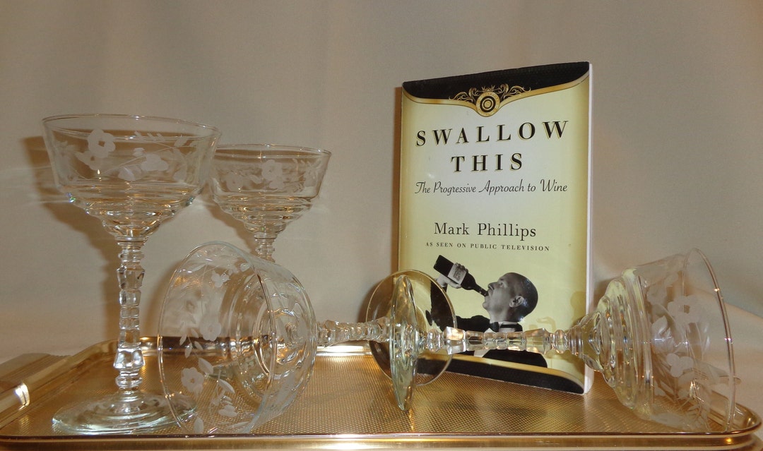 Vintage Glass Rock Sharpe Halifax Etched Champagne Cocktail Glasses 4 4