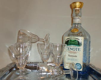 Vintage Glass Cut Panel Cordial Cocktailgläser (6) - 1930er Jahre, Schnapsglas, Whiskyglas, Likör, Depressionsglas