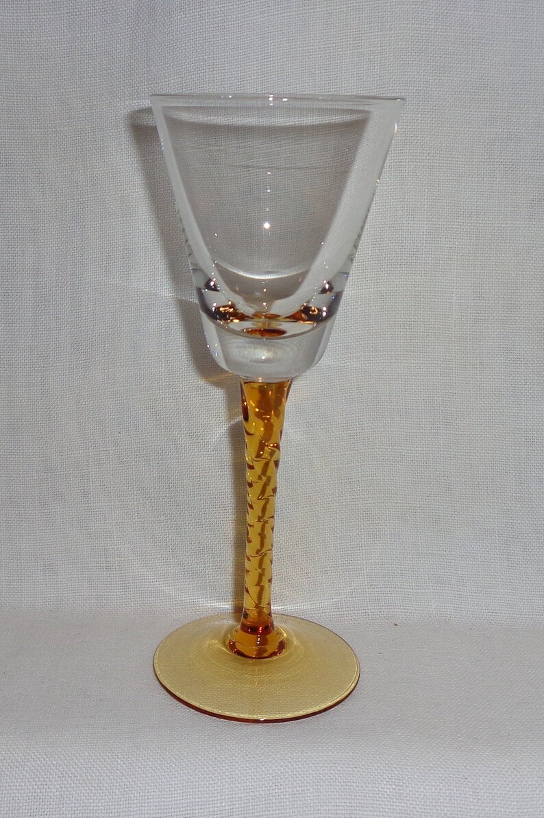 Vintage Amber Twisted Stem Cordial Glasses 5 Etsy