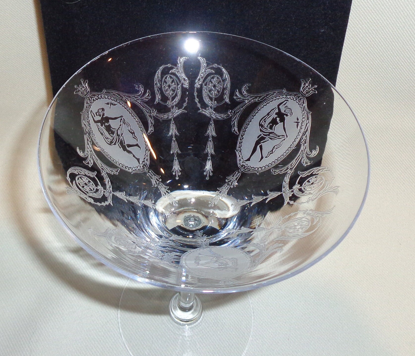 Vintage Glass Etched Grecian Nude Nymph Large Martini Cocktail -  Norway