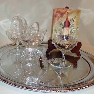 Vintage Glass Cut Floral Twisted Stem Low Champagne Coupe Cocktail Glasses (6) - 5 ounces, champagne, dessert, gift idea, bar cart styling