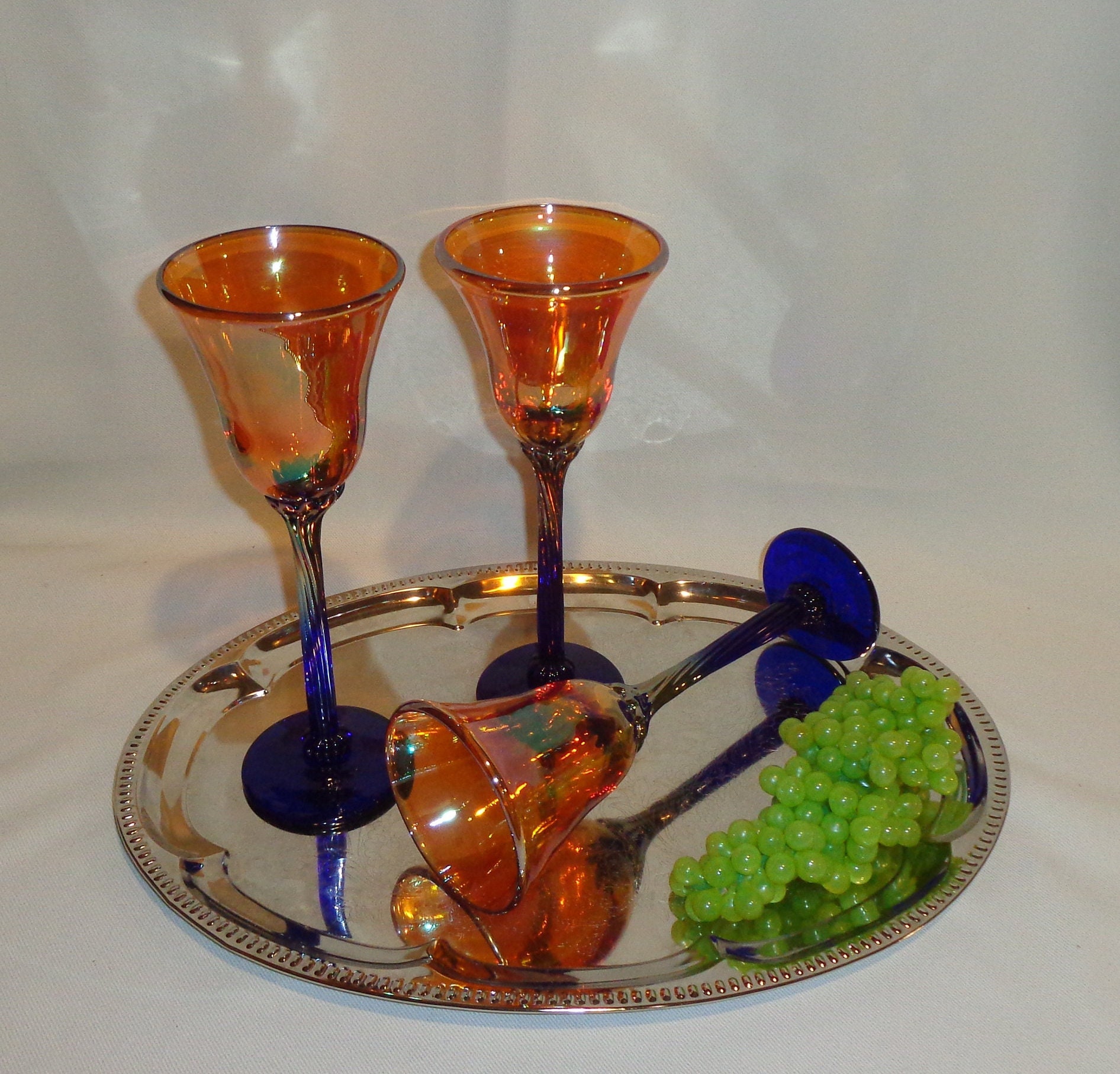 2 Chunky Wine Glasses holds 6oz. Excellent Condition - Ruby Lane