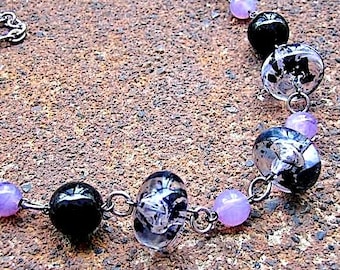 Recycled Silvertone Statement Necklace - Vintage Bead Chain - Conversation Piece