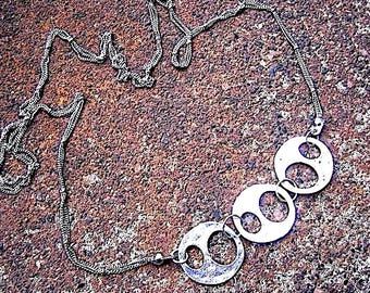 Eco-Friendly Silvertone Statement Necklace - Recycled Vintage Chain