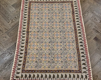 Handmade Persian Ghalamkar Tablecloth Block Printed Cotton Traditional Qalamkar Tapestry Natural Dye Table Cover