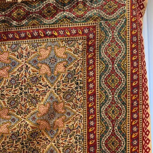 Large Handmade Persian Ghalamkar Tablecloth: Block Printed Cotton, Natural Dye (196x130 cm) image 16