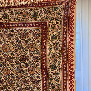 Large Handmade Persian Ghalamkar Tablecloth: Block Printed Cotton, Natural Dye (196x130 cm) image 4