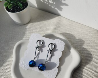 Blue Sparkly Glass Bead Earrings