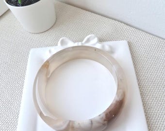 Flower Agate Bangle / Cherry Blossom Agate
