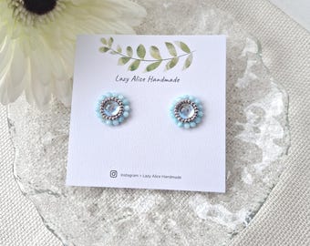Beaded with Blue Shell Beads Earrings