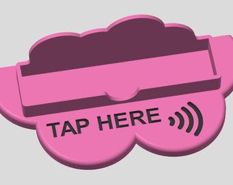 Custom Cloud NFC Business Card Holder | Tap Here Display Stand