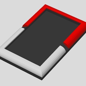 May include: A rectangular frame with a dark gray center panel. The frame is divided into two distinct sections: the top and right sides are bright red, while the bottom and left sides are light gray. The structure has a smooth, matte finish.