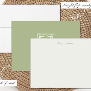 Set di cancelleria personalizzato Green Botanical / Regalo per nonna costiera / Nancy Meyers Aesthetic / Set da 10, 30, 50 con buste
