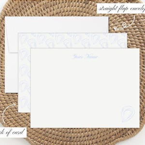 Set di cancelleria personalizzato con conchiglia di ostrica / regalo per nonna costiera / Nancy Meyers Aesthetic / set da 10, 30, 50 con buste