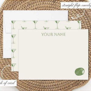 Set di cancelleria personalizzato Martini / Regalo per nonna costiera / Estetica Nancy Meyers / Set da 10, 30, 50 con buste