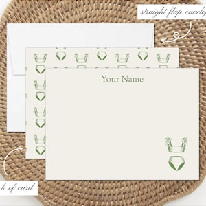 Set di cancelleria personalizzato Bikini / Regalo per nonna costiera / Nancy Meyers Aesthetic / Set da 10, 30, 50 con buste
