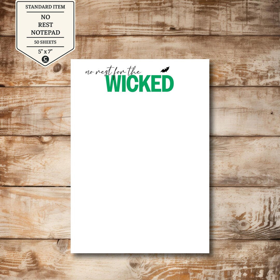 Wicked Style Notes No Rest for the Wicked Notepad – Funny Gothic Stationery for Lists ...