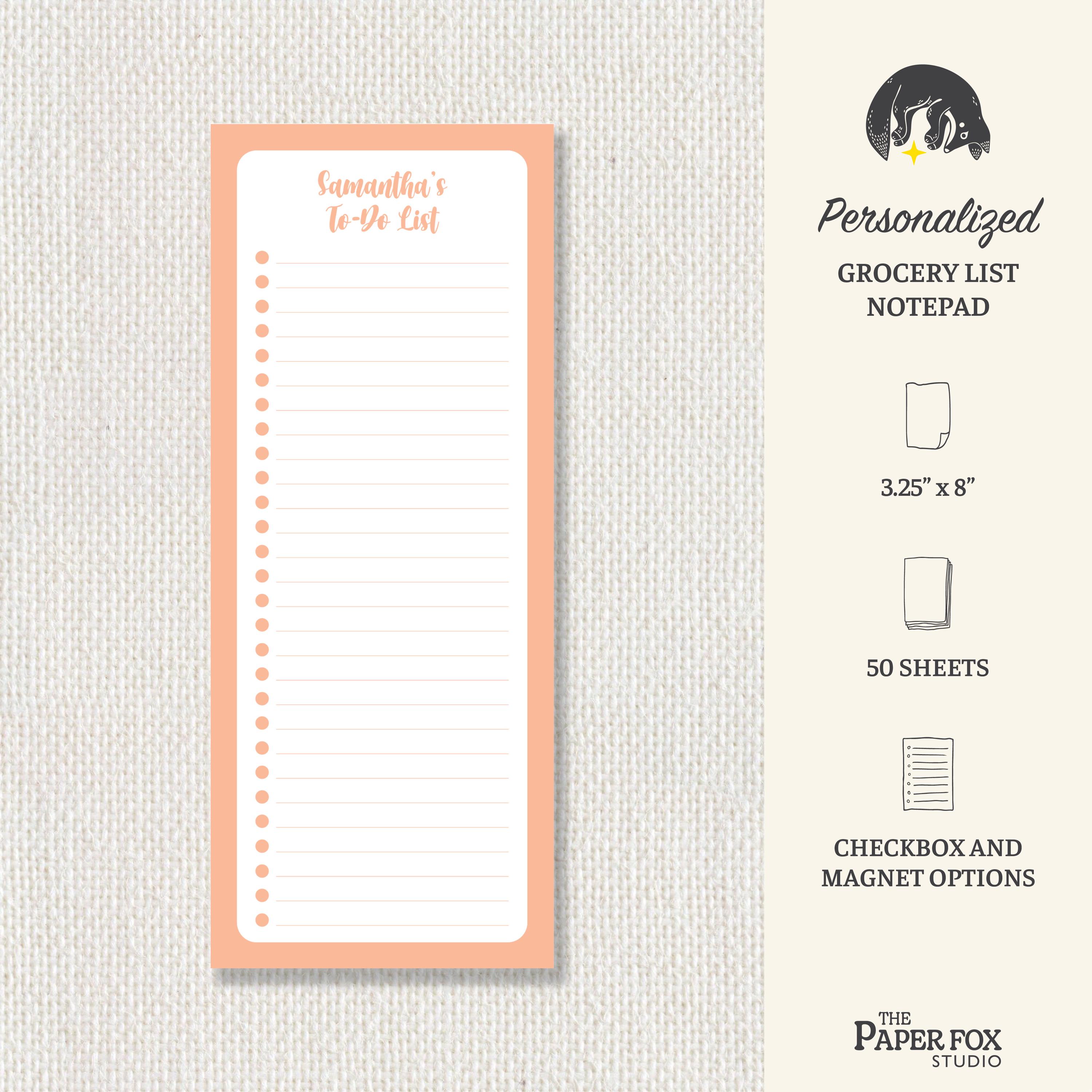 Personalized Grocery List Notepad With Checkboxes | Magnetic Option - Etsy