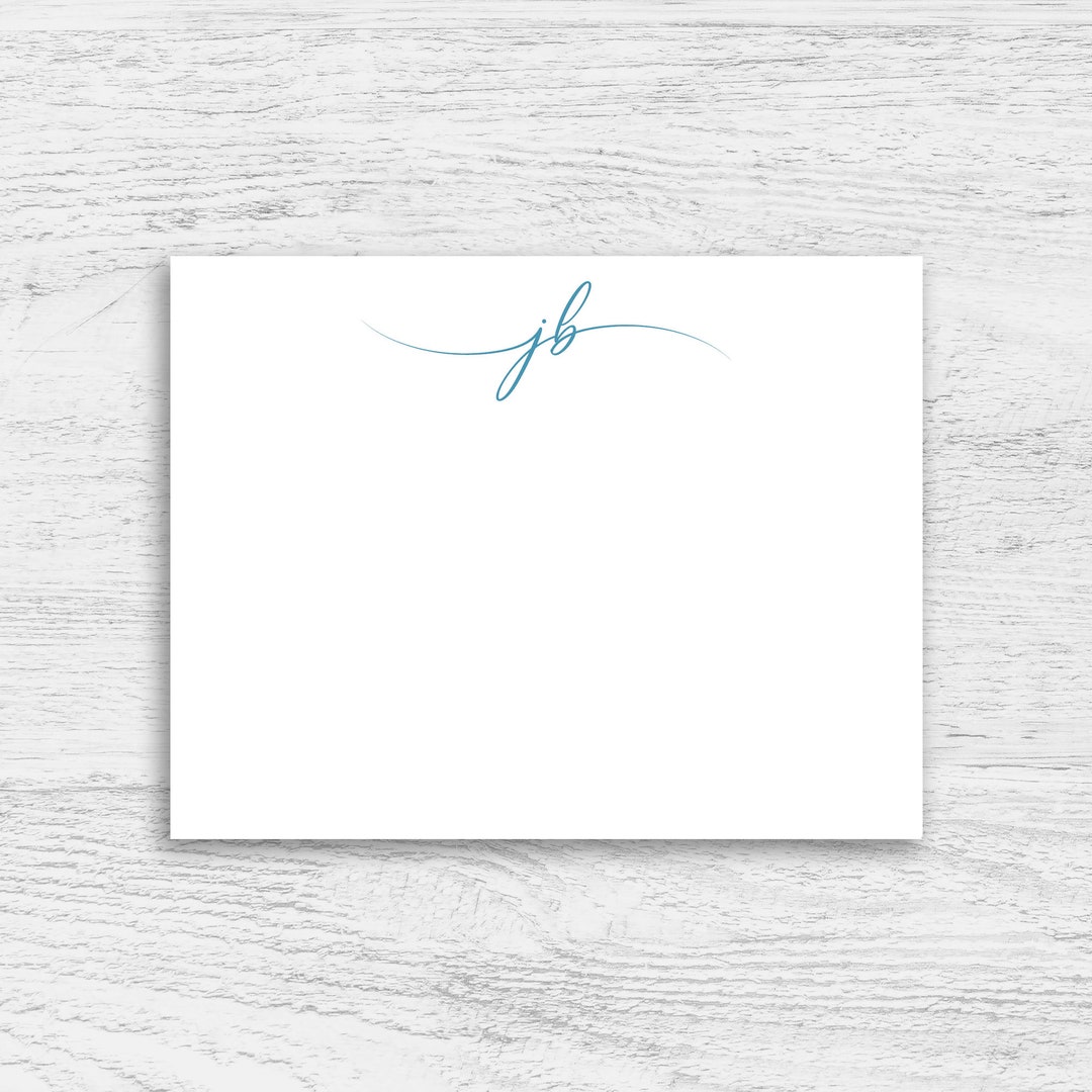 Personalized Cursive Initial Notecard Set, Custom Stationery - Etsy