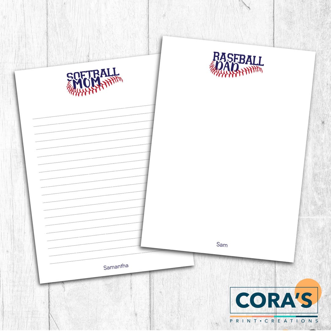 Personalized Baseball/softball Mom/dad Notepad, Sports Stationery - Etsy