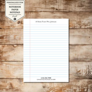 Personalized Notebook Paper Style Notepad