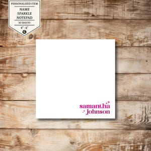 Personalized Sparkle Cube Notepad – Custom Name Stationery