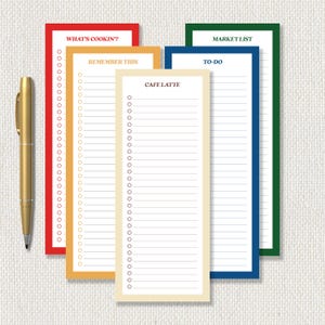 Retro Themed Personalized Grocery List Notepad with Magnetic Back Option